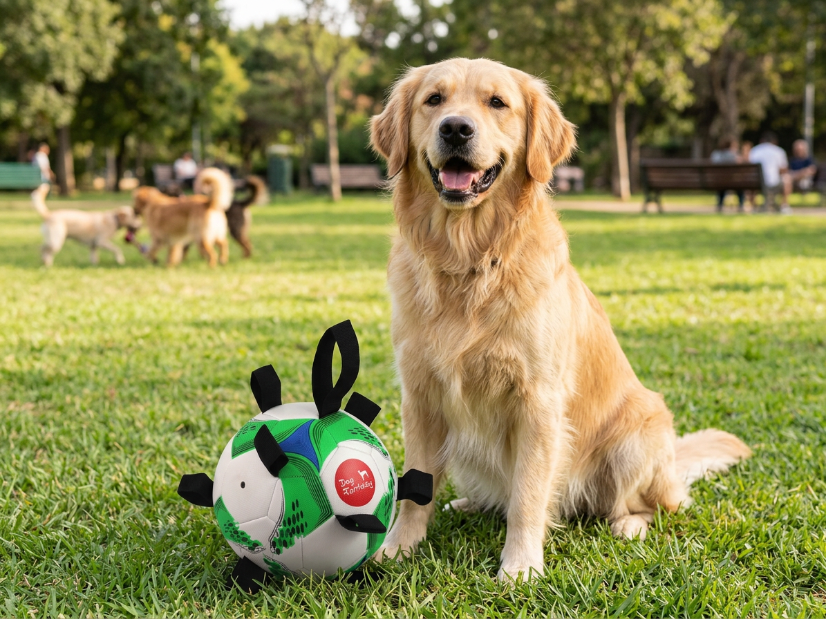 Hračka Dog Fantasy míč fotbalový s úchytky pro psy 22cm