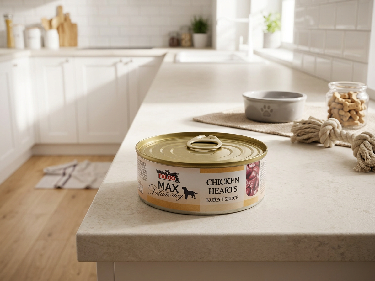 MAX Deluxe Dog kuřecí srdce, konzerva 80 g