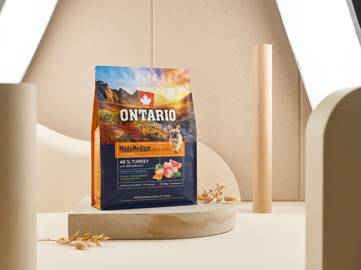 Ontario Mini & Medium Weight Control krůta a hnědá rýže 2,25 kg