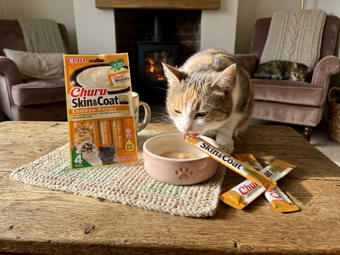 Churu cat masové pyré pro krásnou srst a kůži - kuře 56g