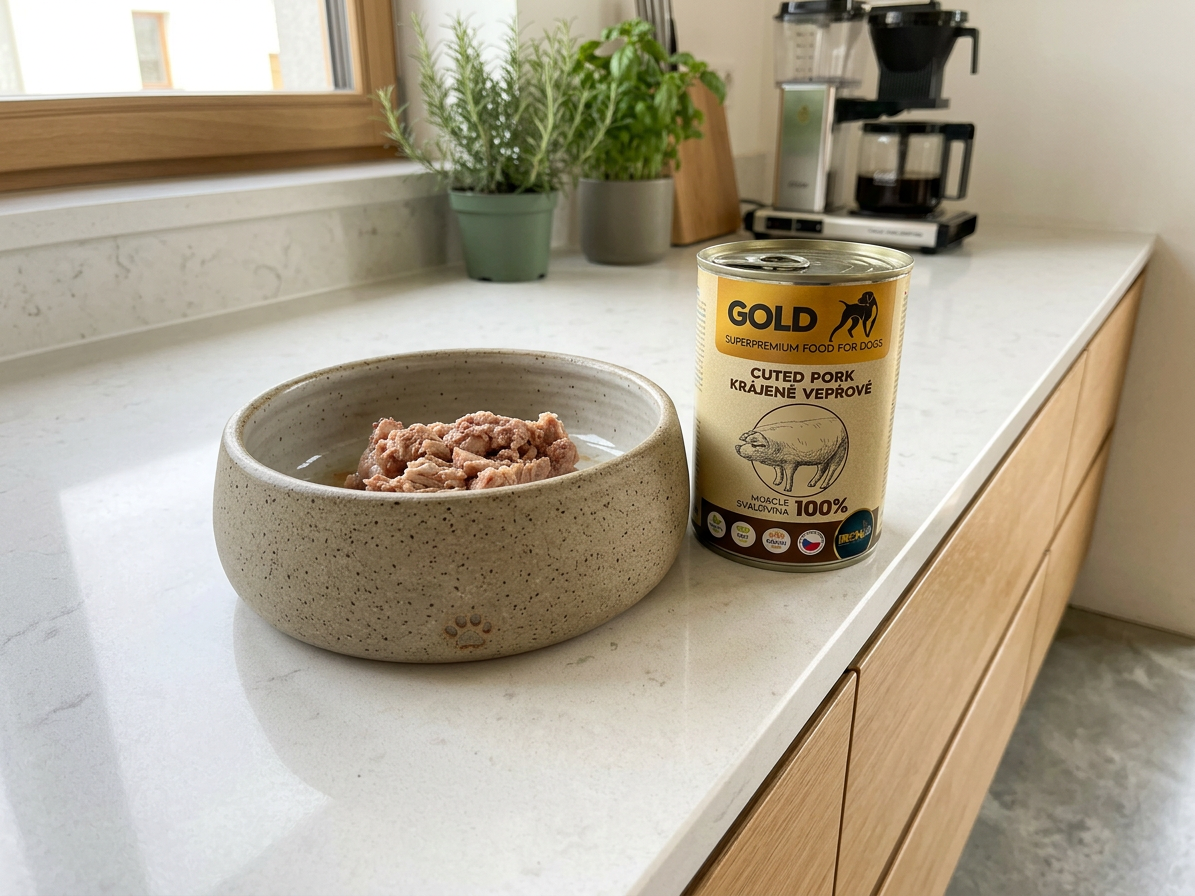 IRONpet Gold Dog Vepřová krájená svalovina, konzerva 400 g