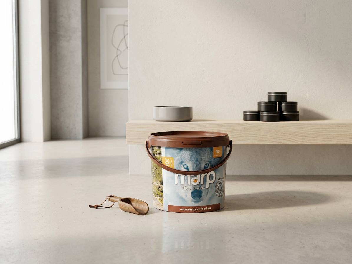 Marp kyblík na granule 4 kg – hnědý s uchem
