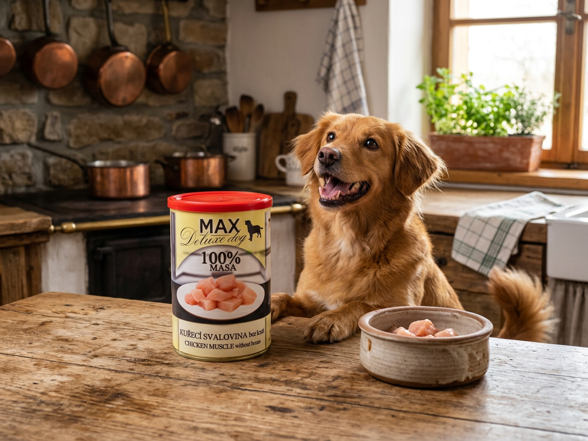 MAX Deluxe Dog kuřecí svalovina bez kosti, konzerva 400 g