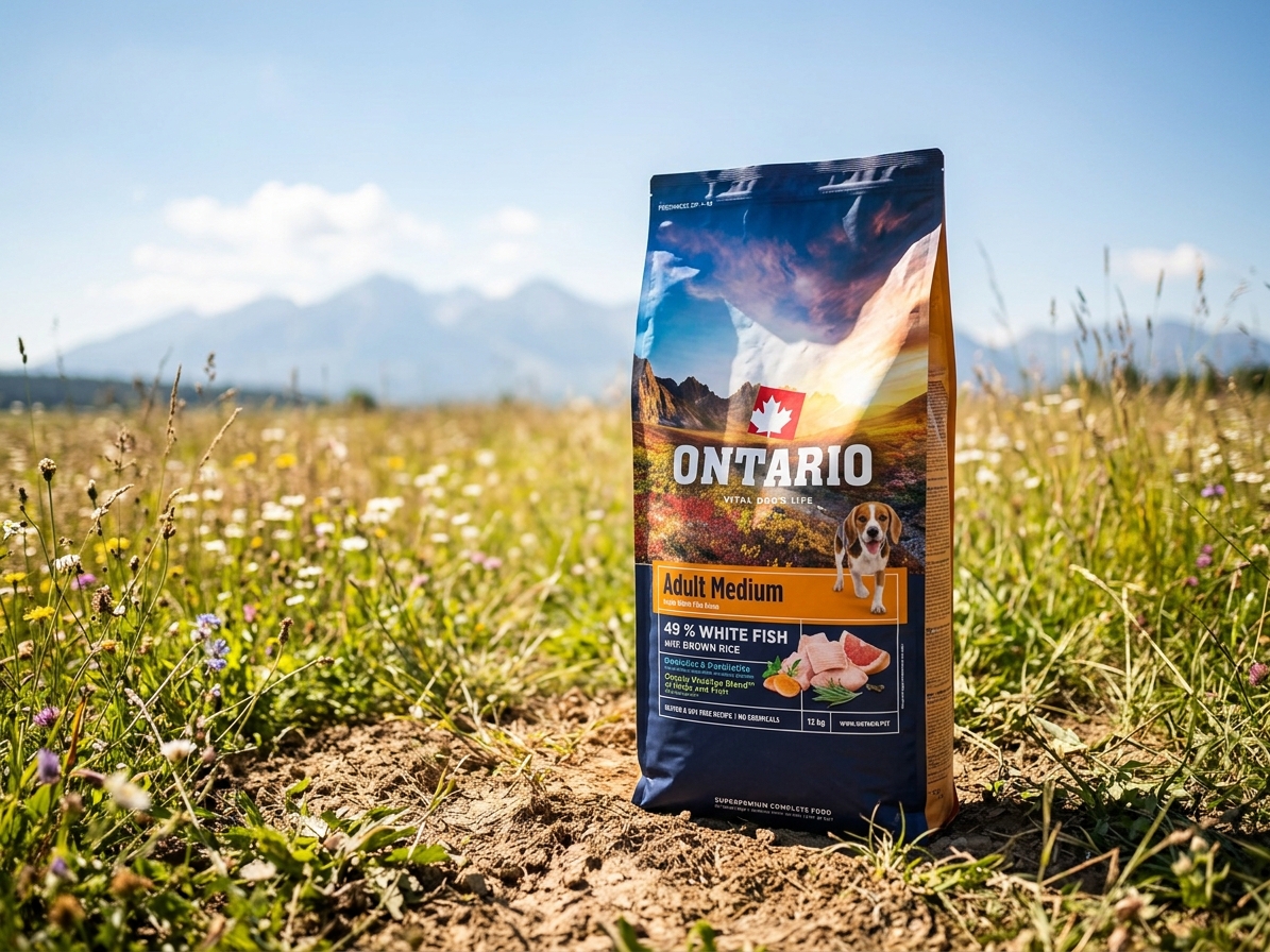 Ontario Adult Medium Fish & Brown Rice – granule pro dospělé psy 12 kg