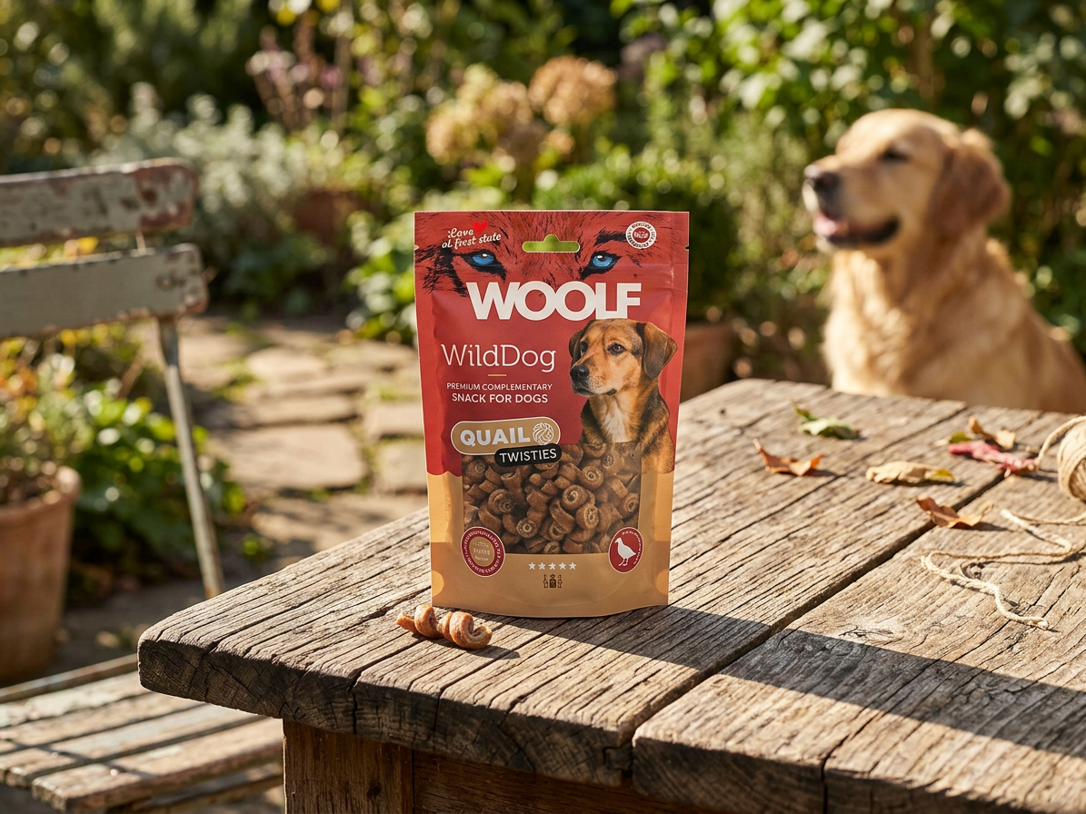 Pamlsek pro psy WOOLF WildDog poch. Twisties Quail&Cod, 100 g