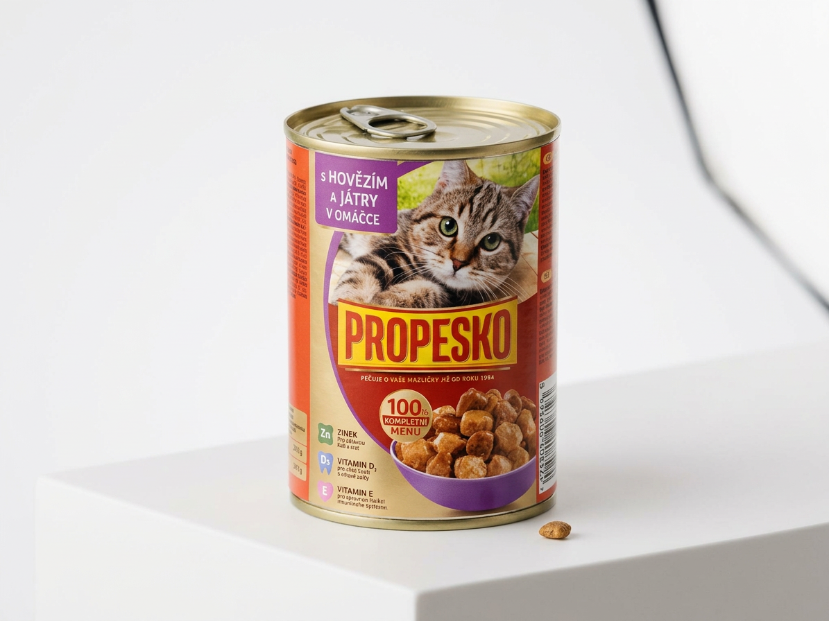 PROPESKO Cat hovězí a játra v omáčce, kousky 415 g