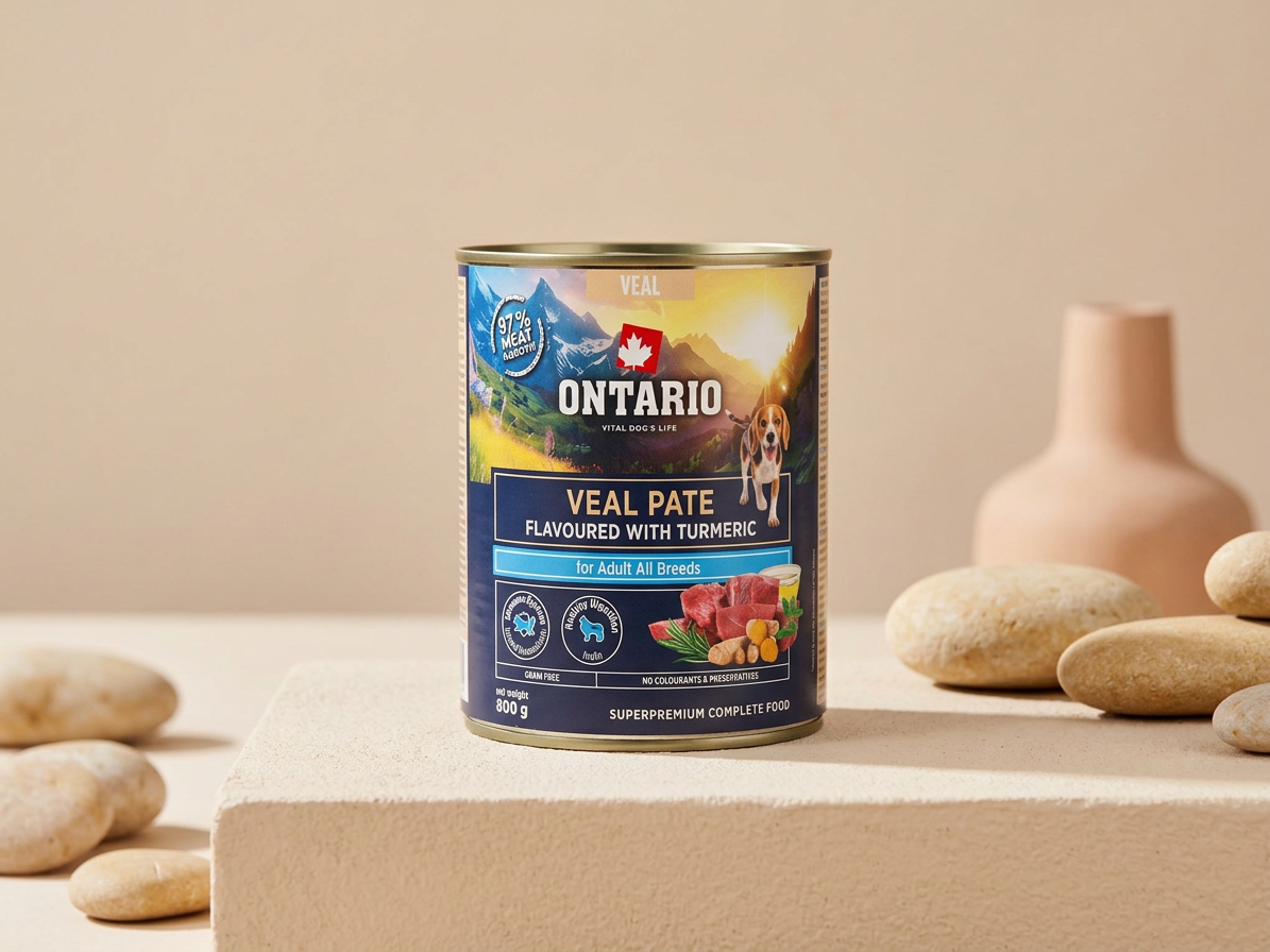 Konzerva Ontario Adult telecí pate s příchutí kurkumy 800g
