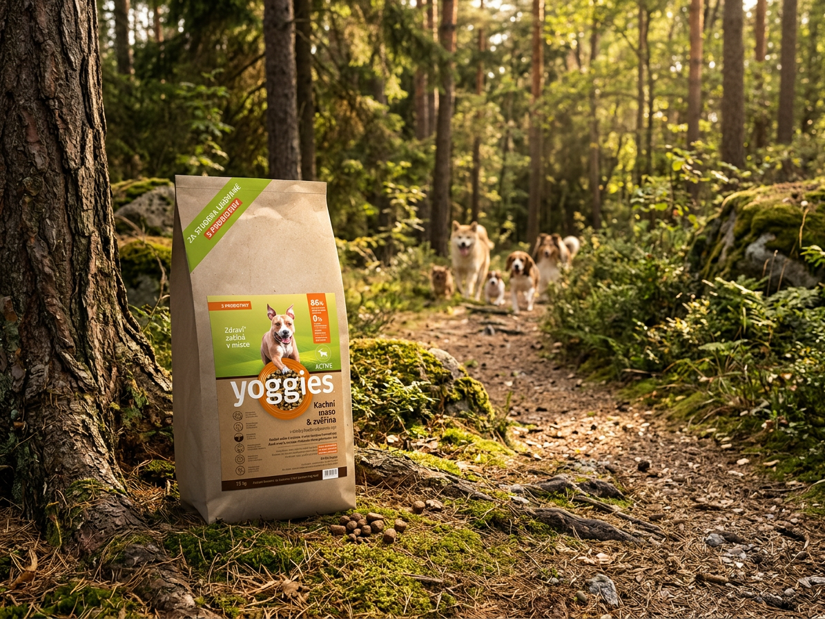 Yoggies Active kachna a zvěřina – lisované za studena 15 kg