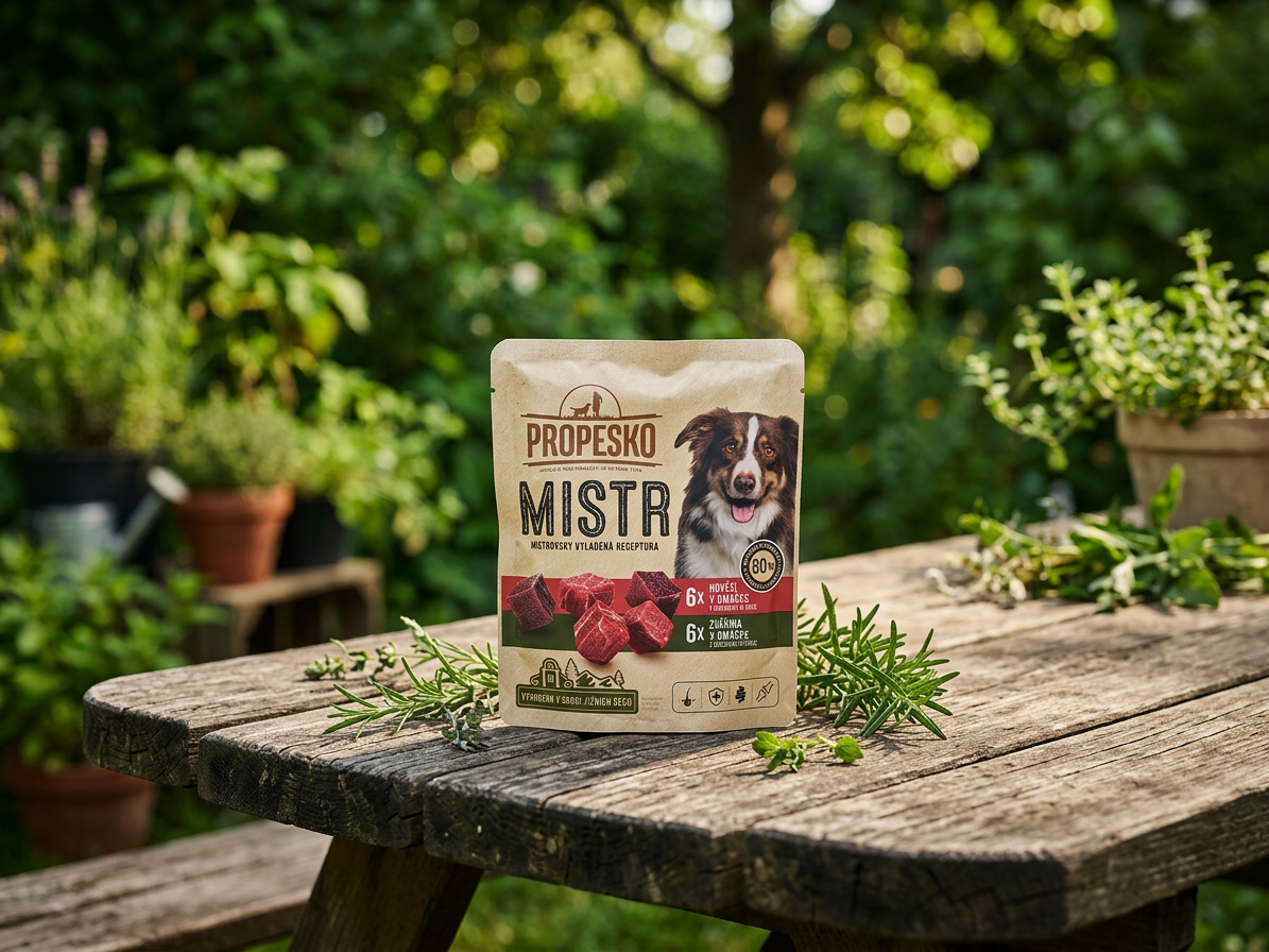 PROPESKO Dog Mistr hovězí, zvěřina v omáčce, kapsa 85 g (12 pack)