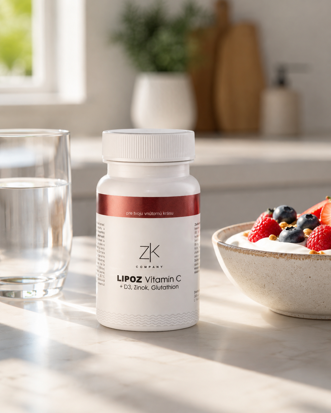 ZK LIPOZ Vitamín C + D3, Zn, glutathion 60 kapsúl