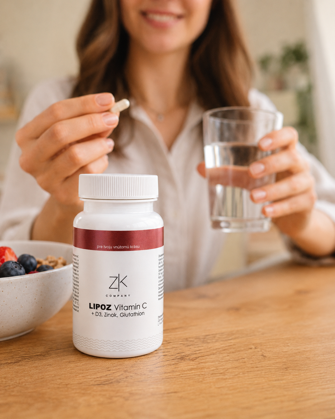 ZK LIPOZ Vitamín C + D3, Zn, glutathion 60 kapsúl