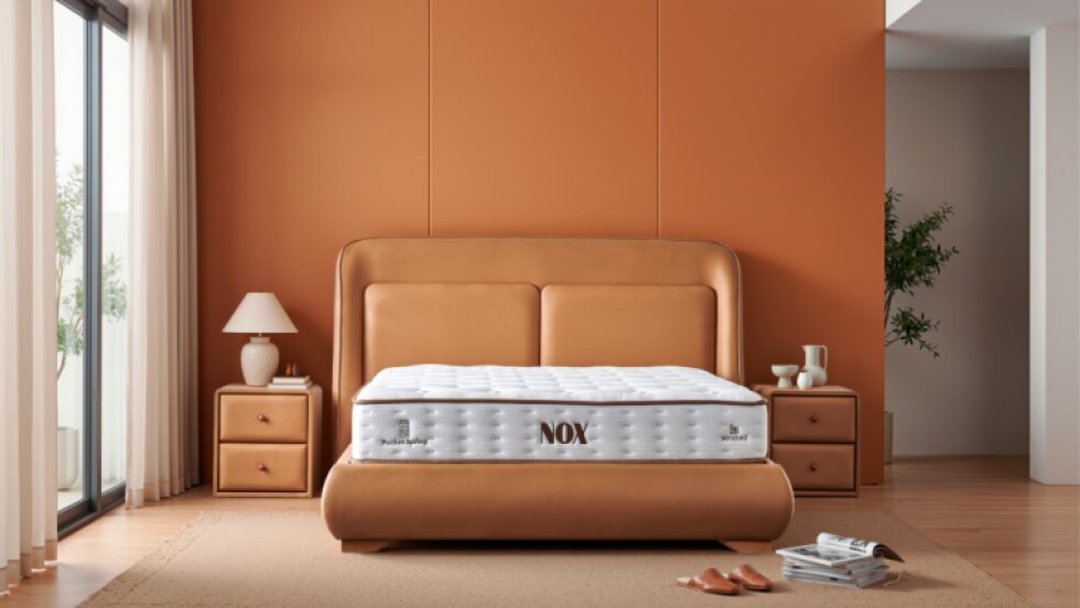 Čalouněná postel NOX s matrací - hnědá