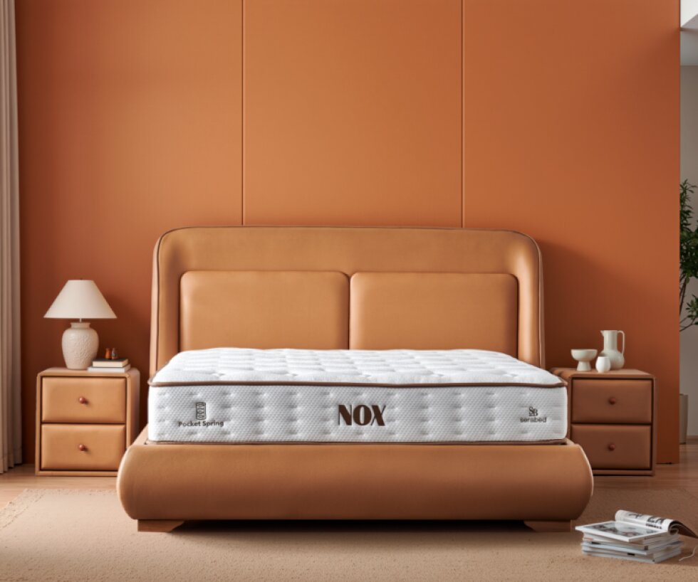 Čalouněná postel NOX s matrací - hnědá