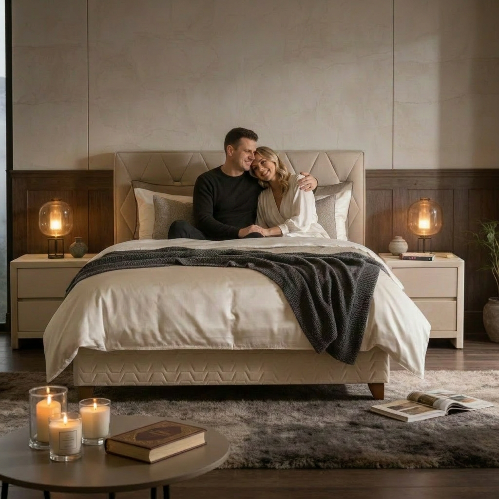 Čalouněná postel CASHMERE - šedobéžová