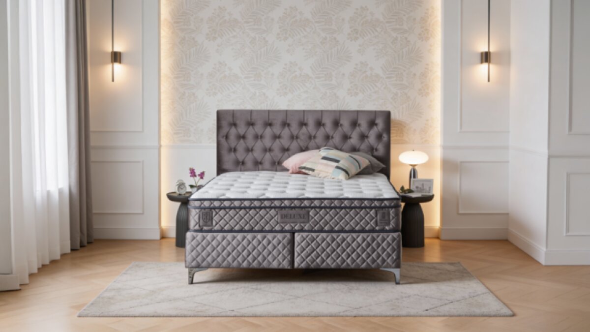Čalouněná postel DELUXE - šedá