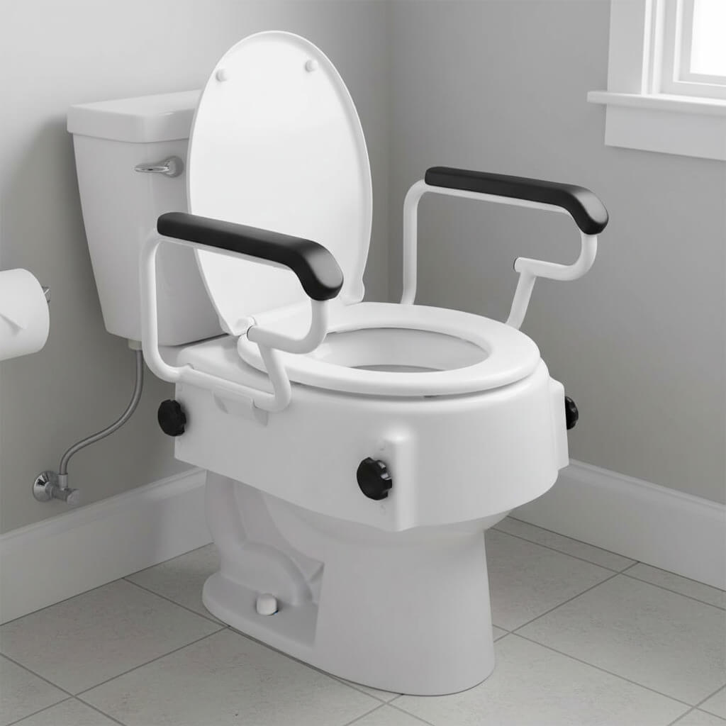 Nadstavec na WC s poklopom a opierkami Garcia, nastaviteľná výška 5-10-15cm, nosnosť 136 kg