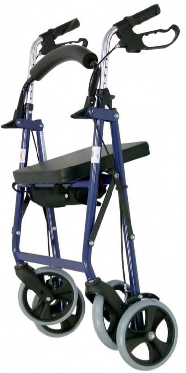 4 - kolesové chodítko so sedátkom sklápateľné modré Impala, nosnosť 150 kg