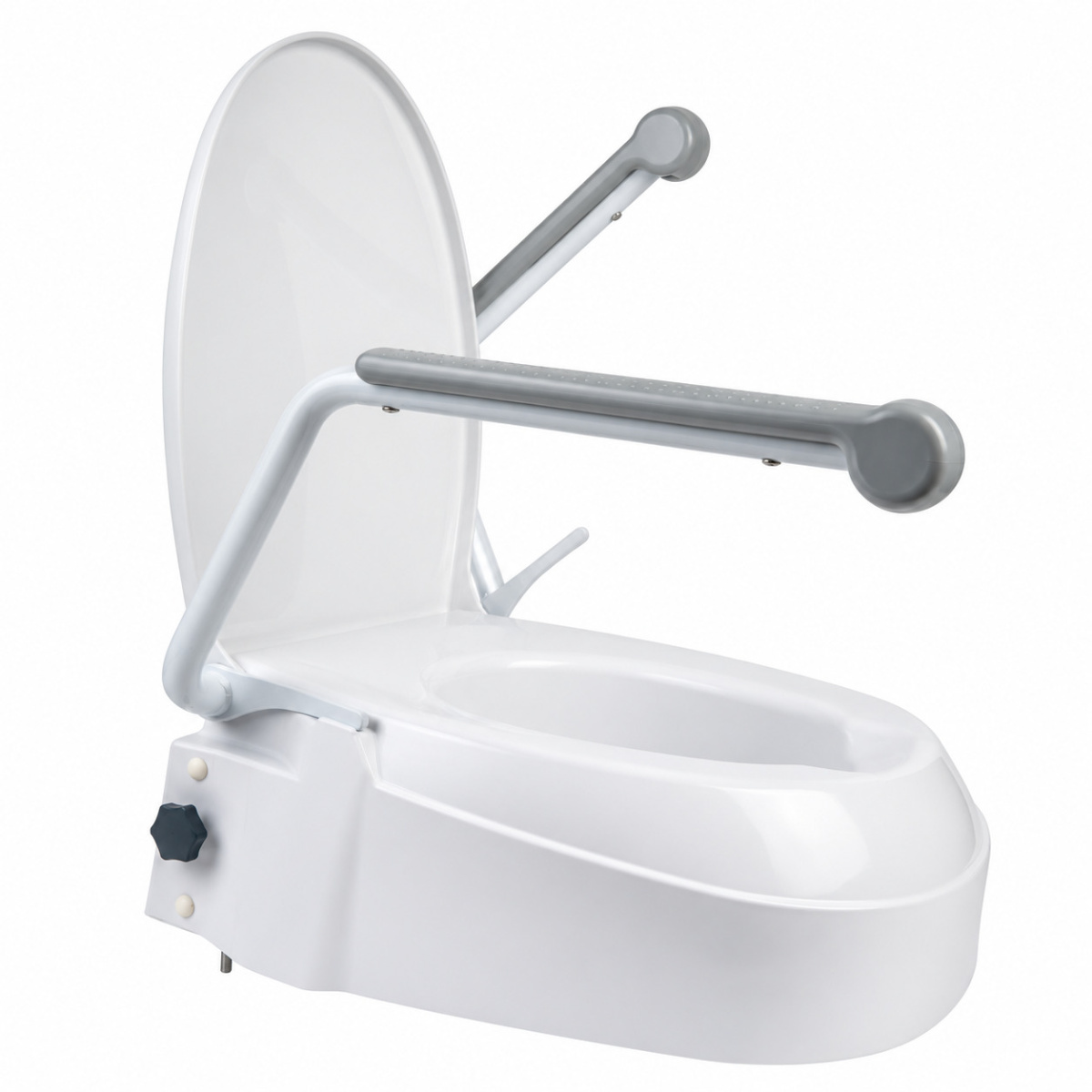 Nadstavec na WC s poklopom a opierkami Mobilex, nastaviteľná výška 6-10-15cm, nosnosť 120kg