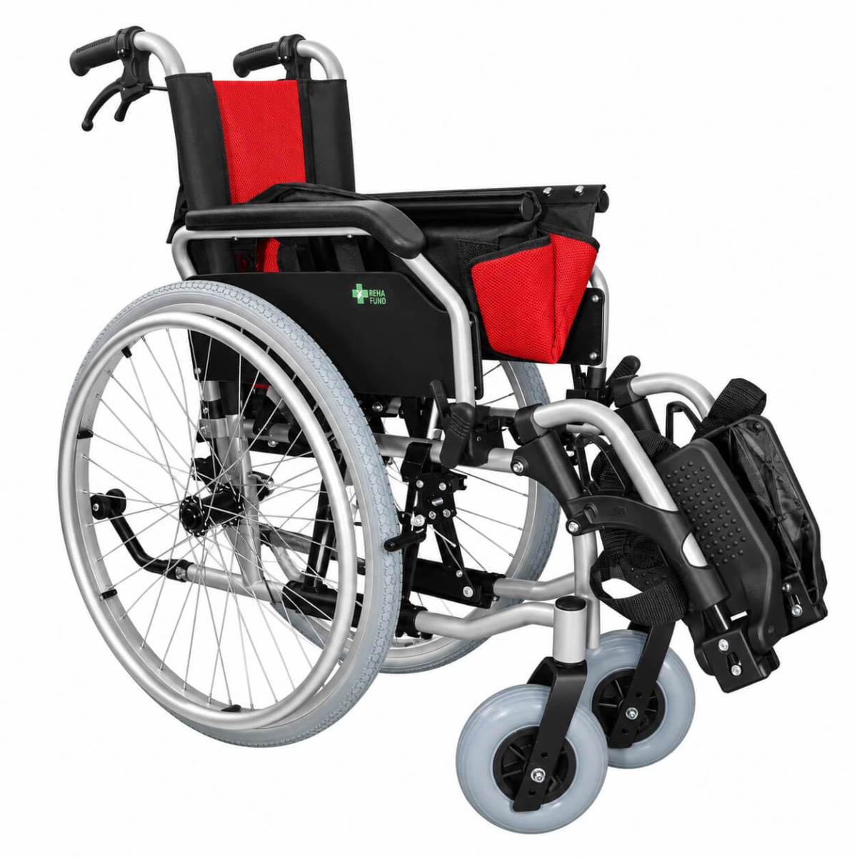 Invalidný vozík Cruiser Smart červený, šírka sedadla 45cm, nafukovacie kolesá, nosnosť 140kg