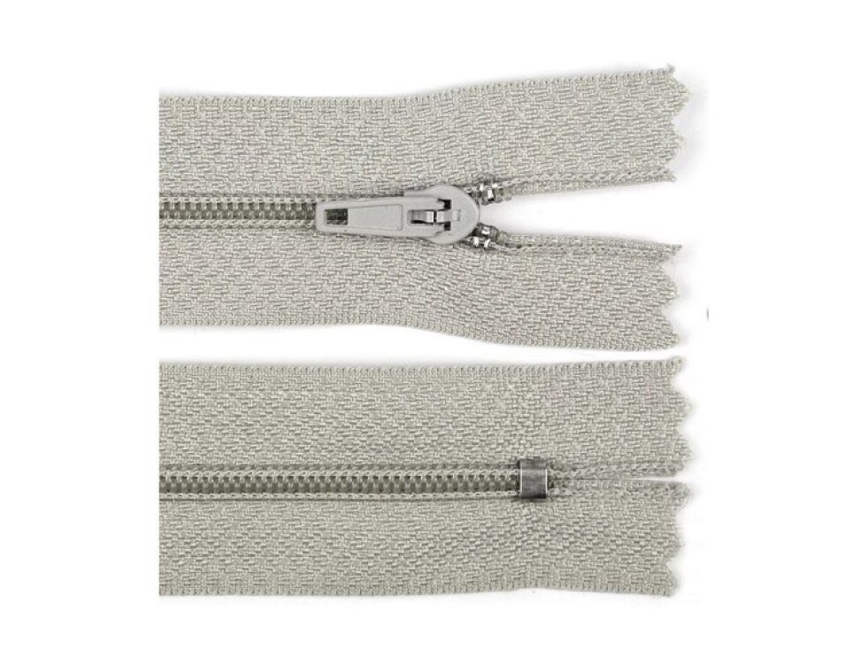 Spirálový zip 3 mm, pinlock - Světle šedá