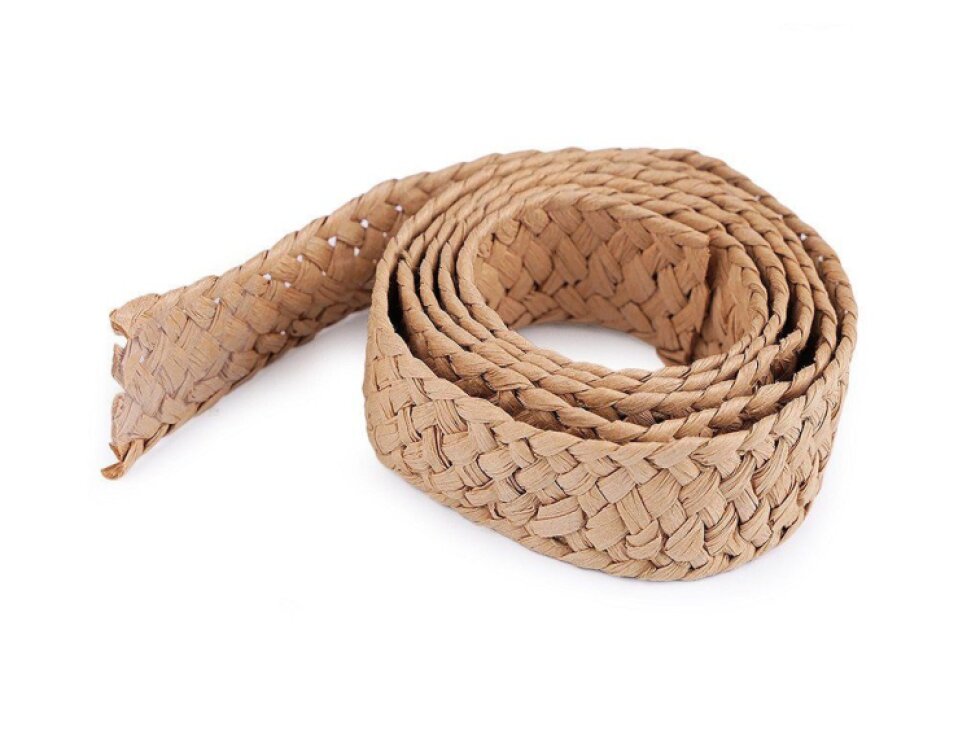 Splétaný popruh 30mm - Hnědá přírodní