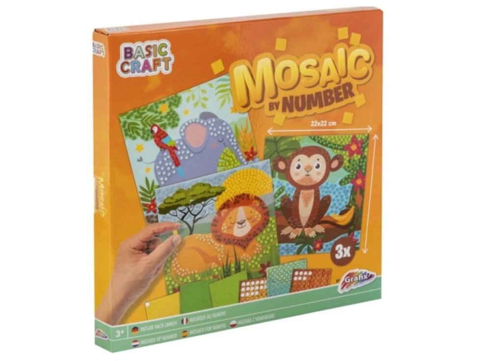 Mozaikový obrázky podle čísel - slon, lev, opice