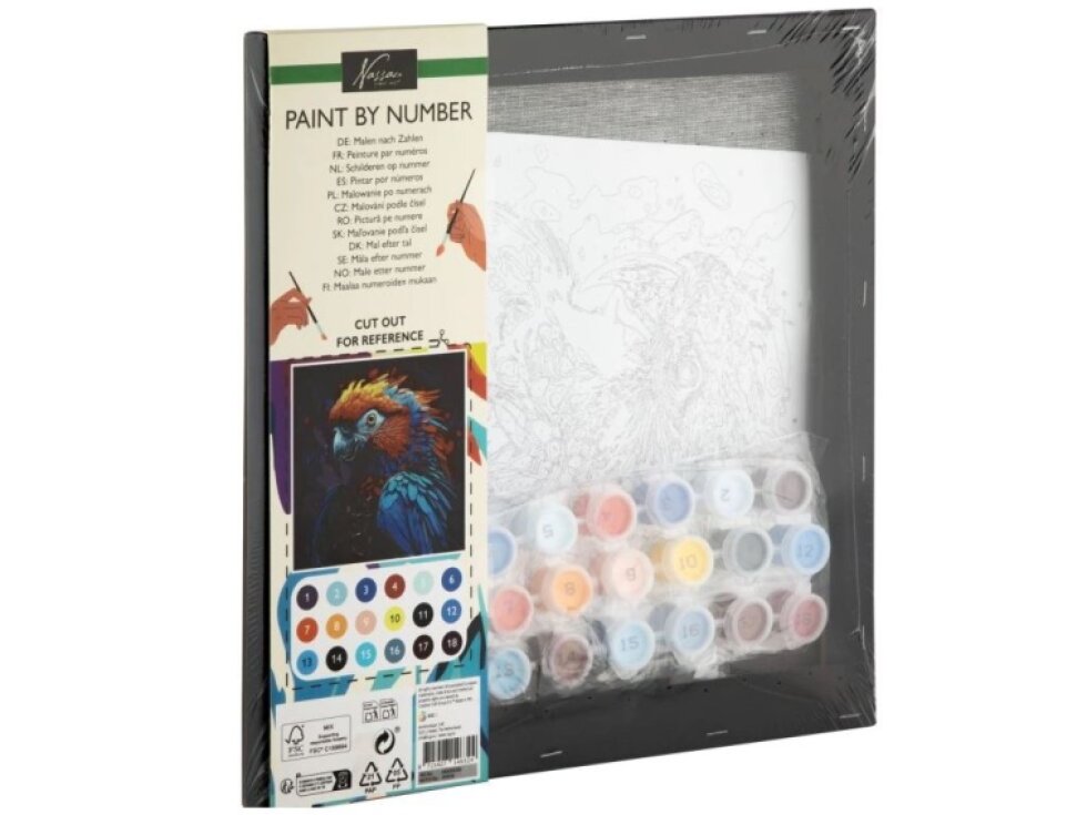 Malování podle čísel 30 x 30 cm na černé plátno - papoušek
