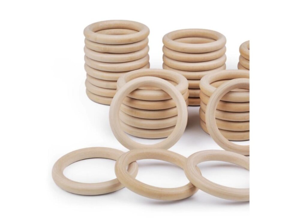 Dřevěný kruh / macrame, ucha na tašky vnější Ø11,2 cm