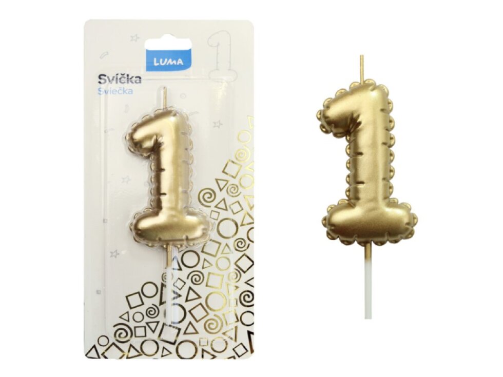 Svíčka č. 1 balónek ZLATÝ