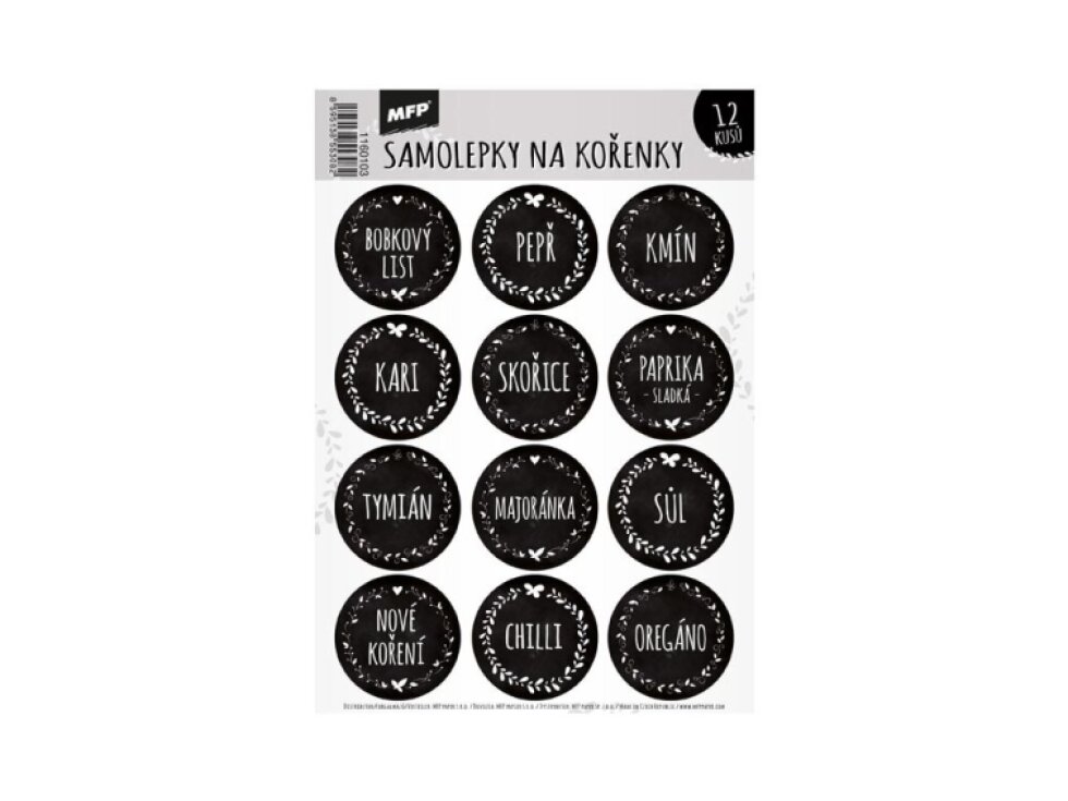 Samolepky na kořenky 16,2x23cm - koření