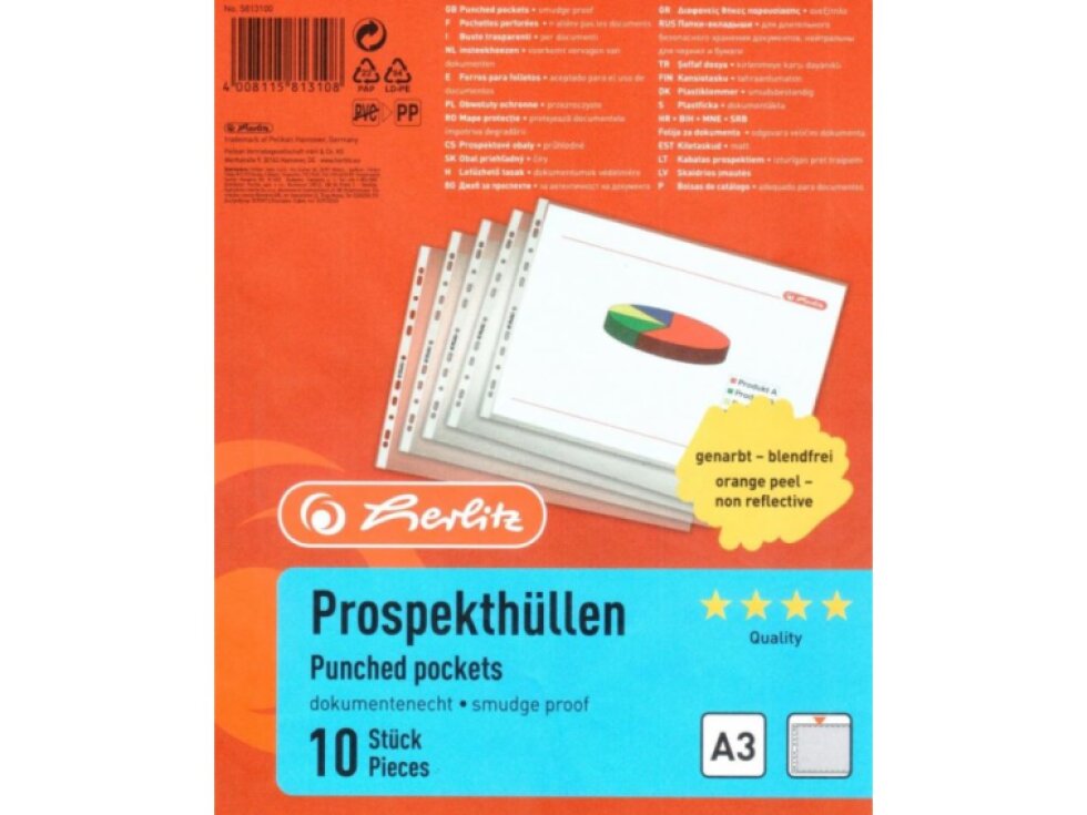 Obal A3 U s euroděrováním - 10ks