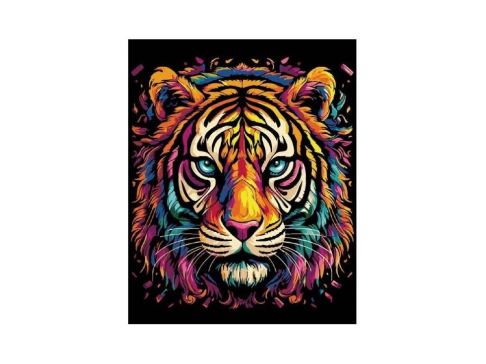 Malování na černé plátno 40 x 50 cm, tygr
