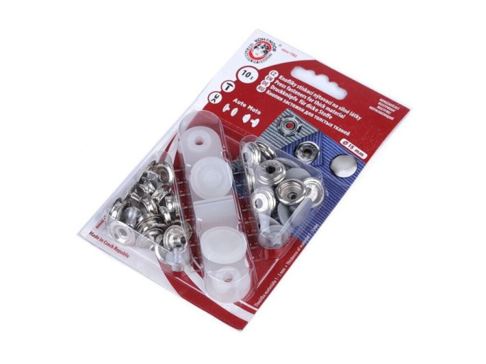 Kovové druky O15 mm - Světle šedá, lak