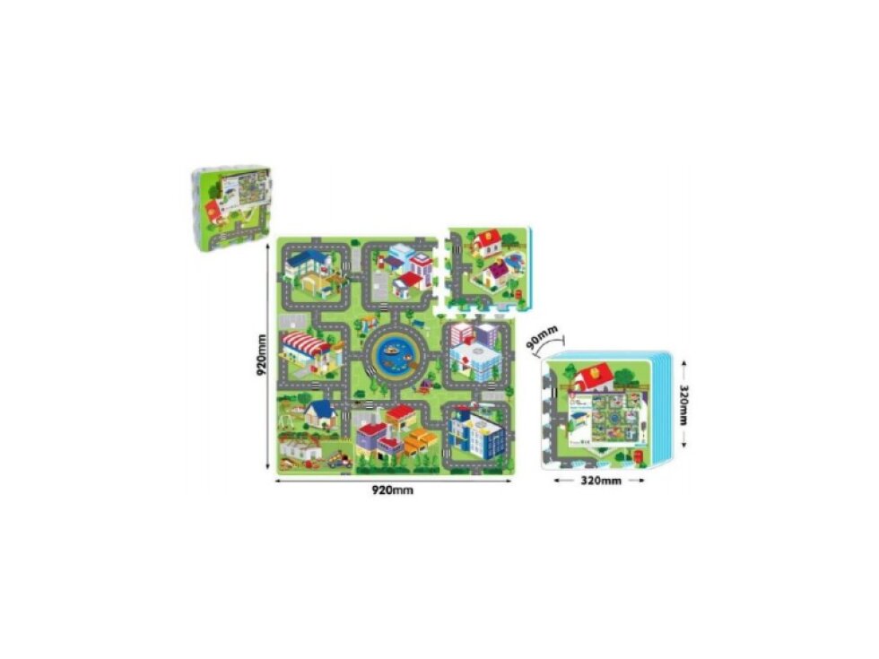 Pěnové puzzle 32x32x1cm, 9ks - Město