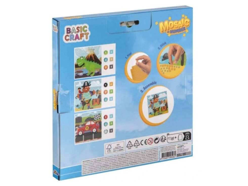 Mozaikový obrázky podle čísel - dino, pirát, auto