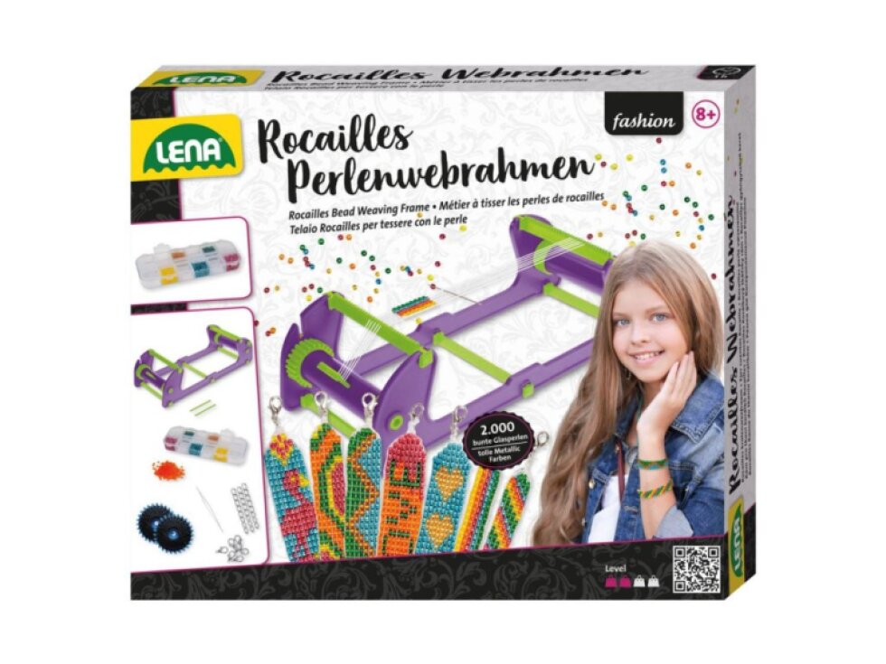 Perličkový tkalcovský korálkový stav plast na náramky+2000ks korálků s doplňky