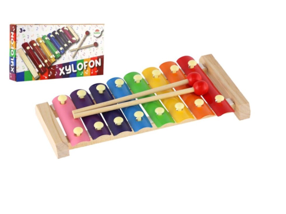 Xylofon dřevo/kov 24cm s paličkami