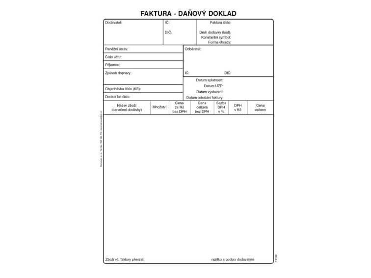 Faktura daňový doklad A5 propisovací - PT 199