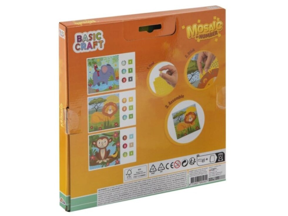 Mozaikový obrázky podle čísel - slon, lev, opice