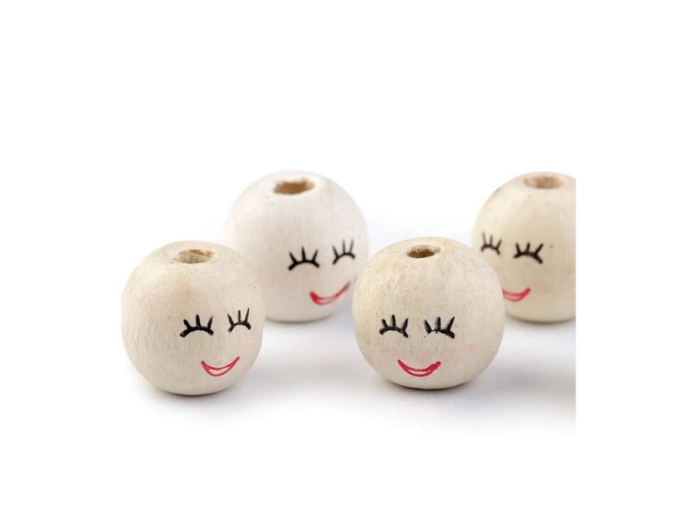 Dřevěné korálky s obličejem Ø18 mm