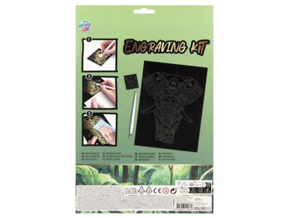 Škrabací obrázek zlatý, A4 - slon