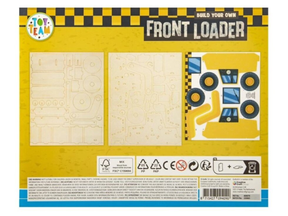 3D dřevěná skládačka se samolepkami - bagr