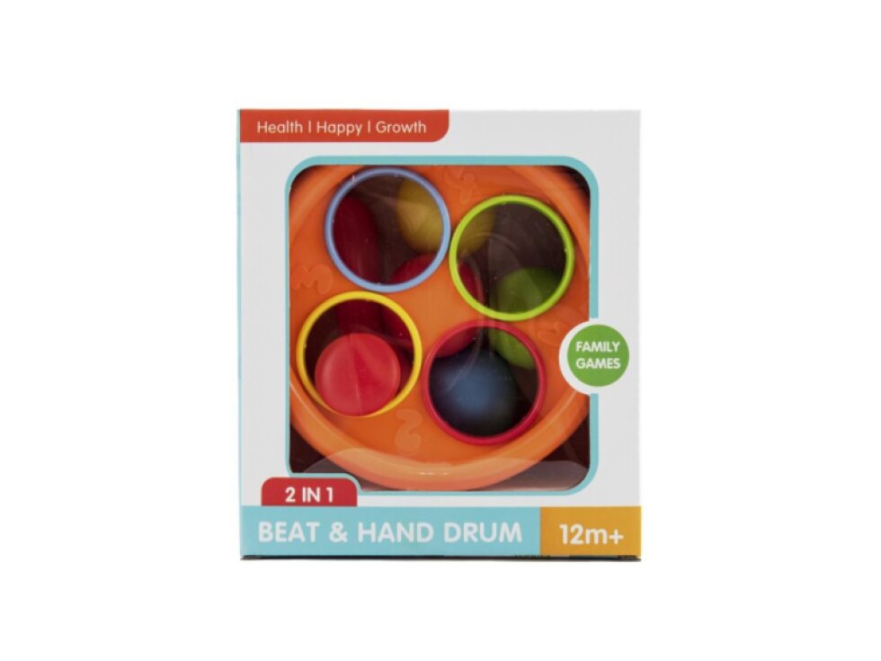 Zatloukačka/Bubínek 17cm 2v1 plast s kladívkem s míčky 4ks