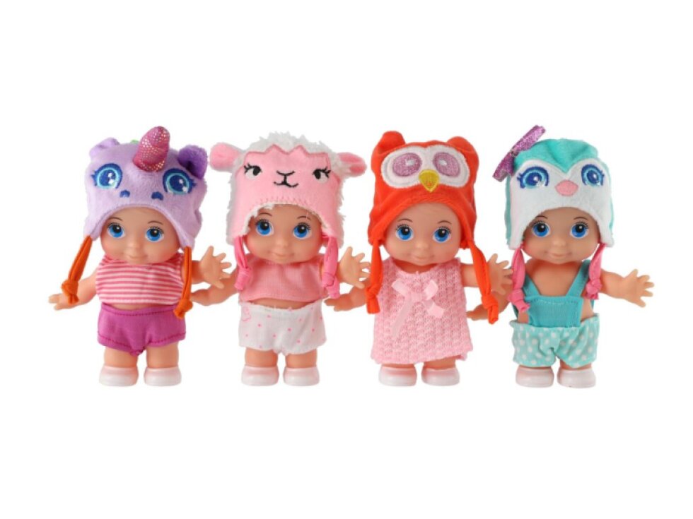 Panenka/miminko s čepicí plast pevné tělo 15cm