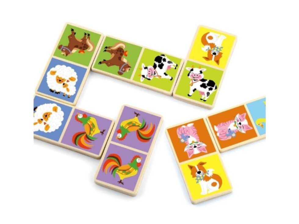 VIGA Dřevěné domino - Zvířátka z farmy