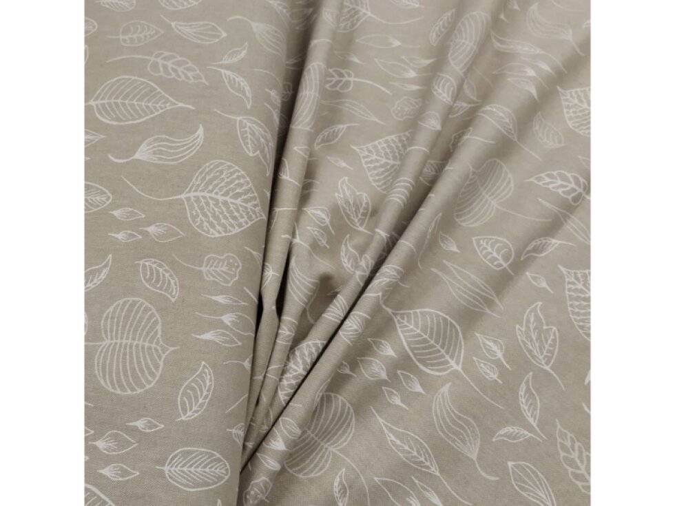 Potahová látka - Lístečky, smetanová