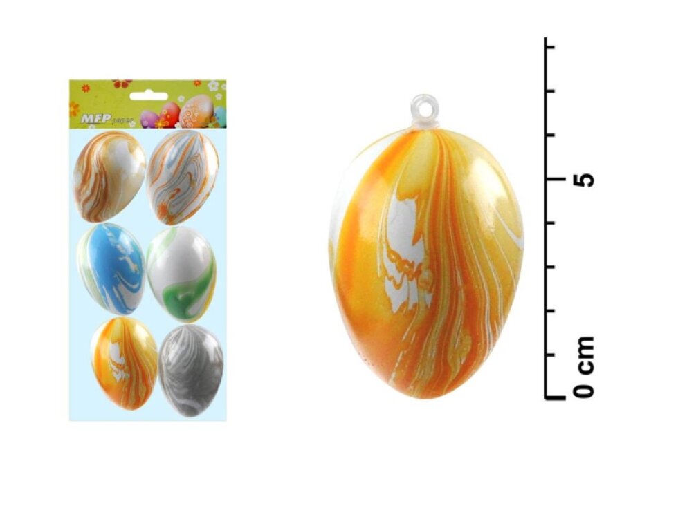 Vajíčka plast 6cm/6ks mramor