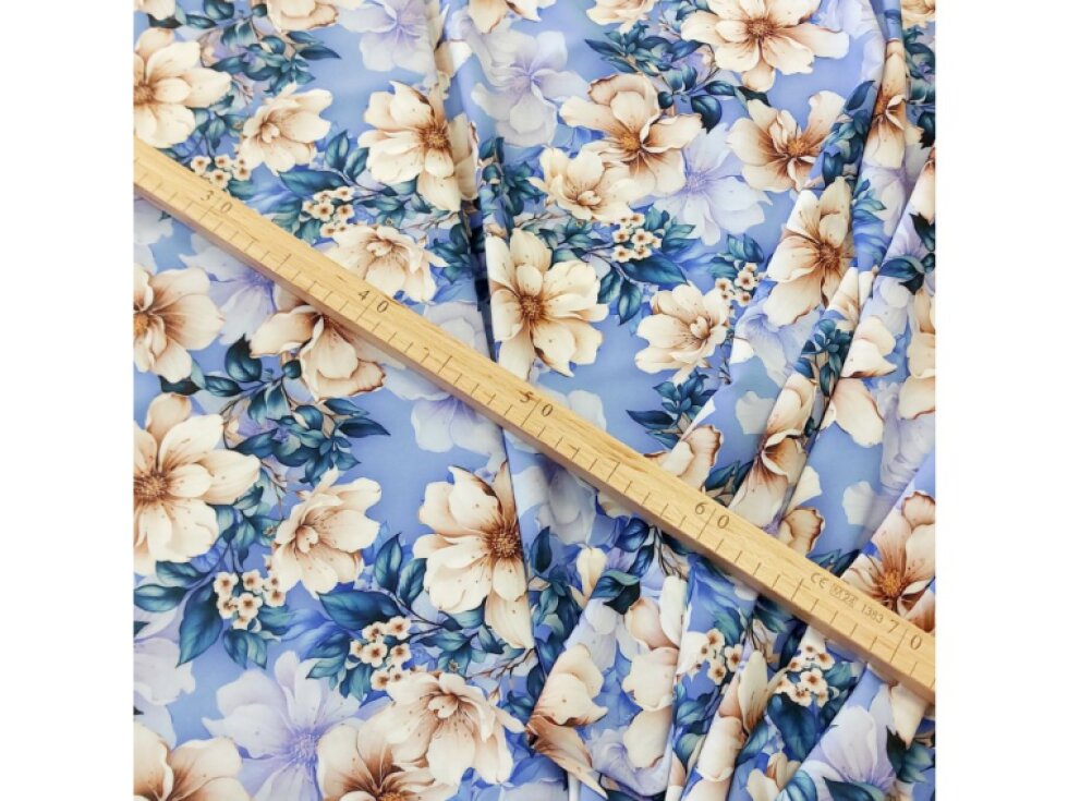 Umělé hedvábí | Silky - Květy na modro-fialové