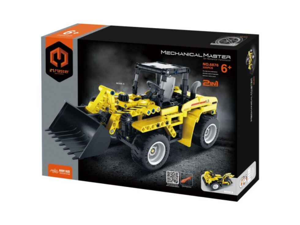 Stavebnice iM.MASTER 2v1 stavební auto plast 320 dílků v krabici 31x23x7cm