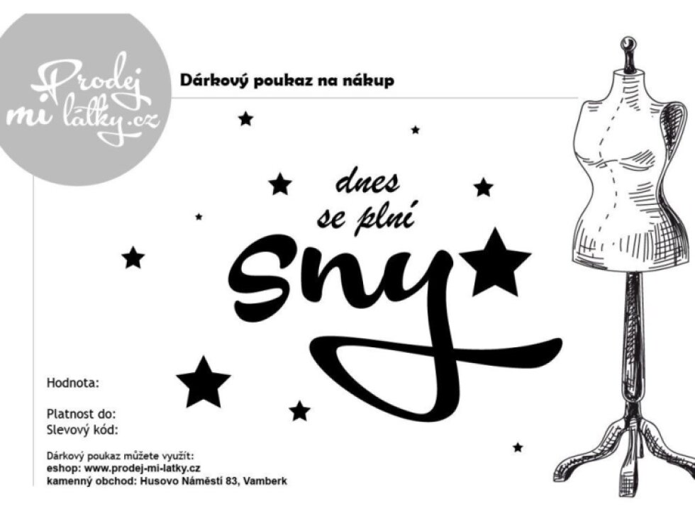 Dárkový poukaz - Dnes se plní sny